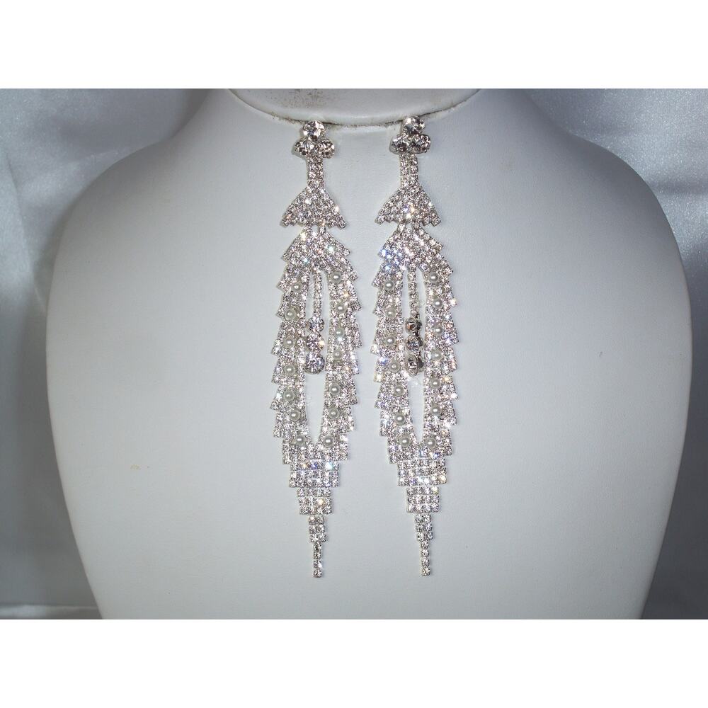 Rhinestone shoulder duster earrings,bridal prom party dangle chandelier earrings